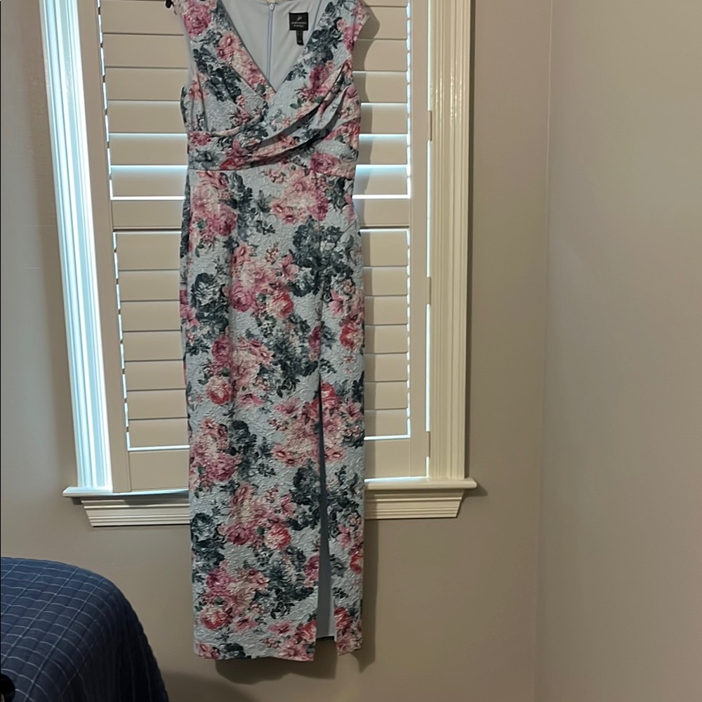 Adrianna Papell Floral Sleeveless floor length Dress - Pink and Green